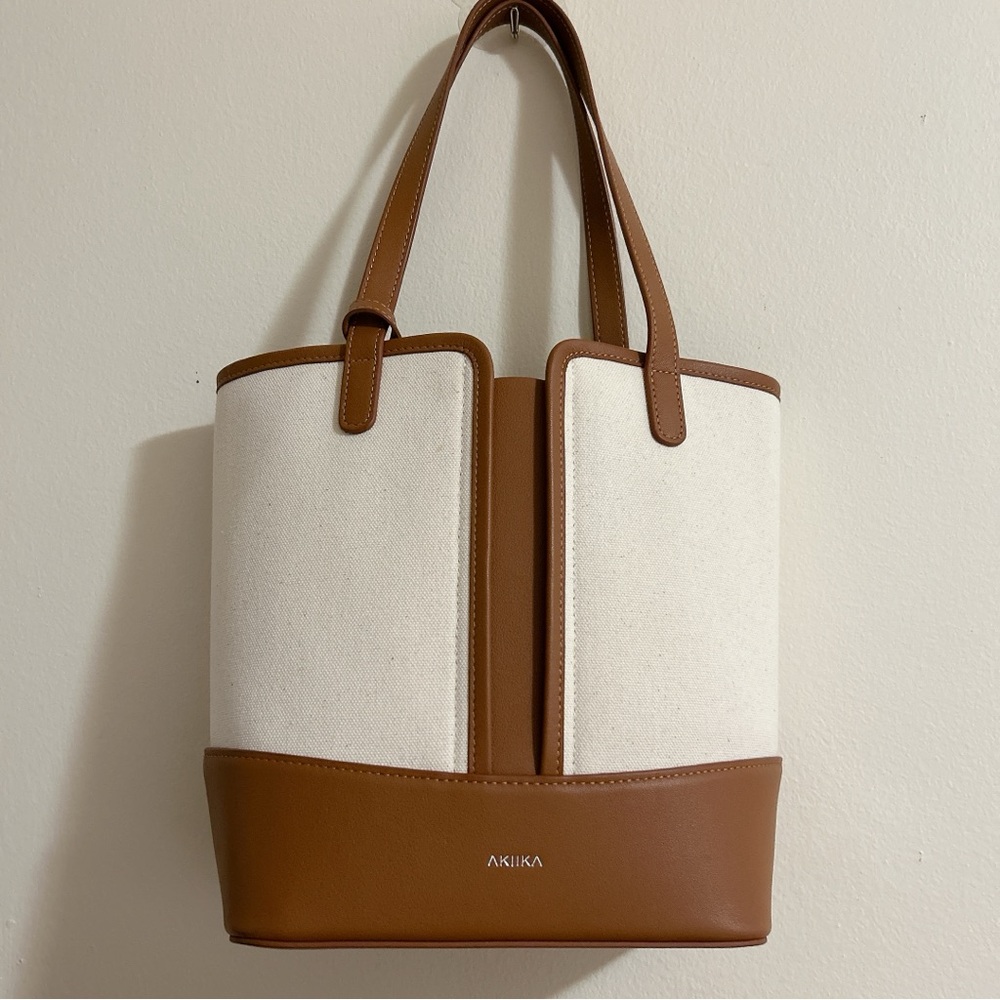 AKIIKA Brown and Cream Tote Bag